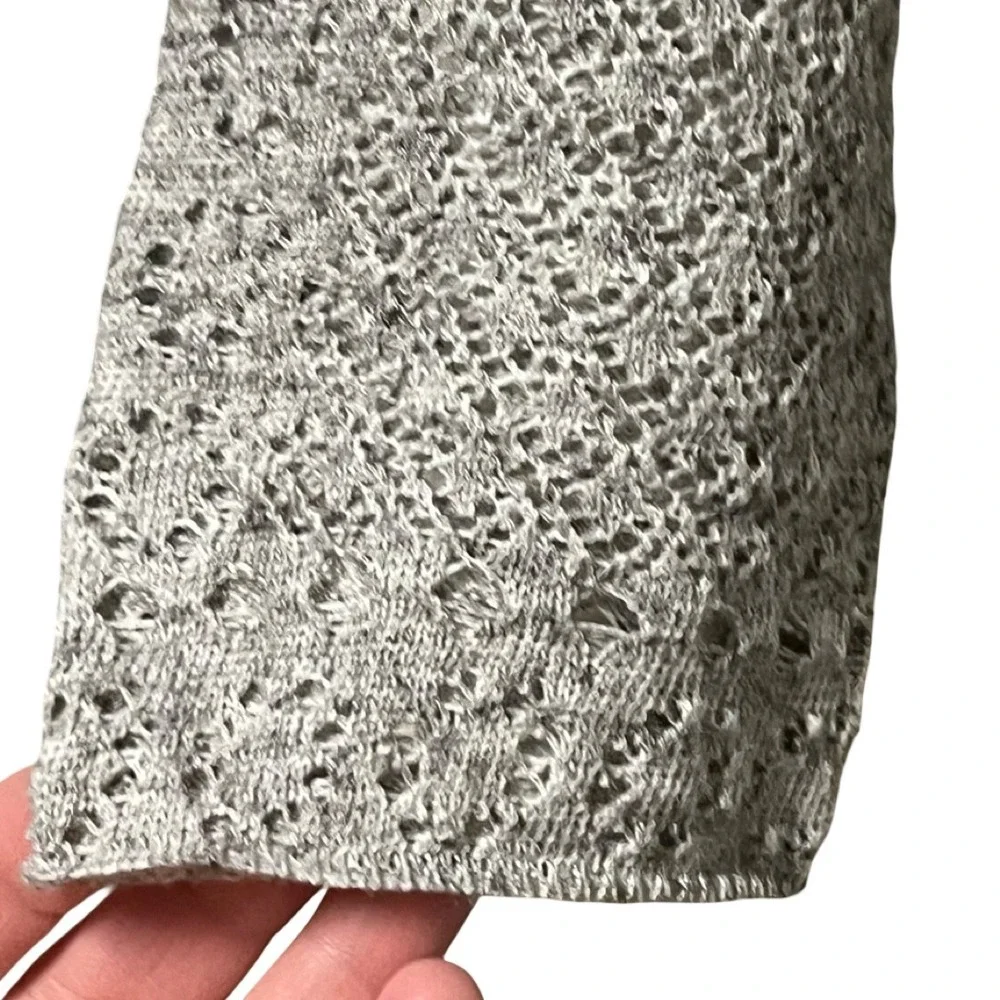 Lucky Brand Gray Sweater Dress Open-Knit Lined Semi Sheer Womens Size Medium‎